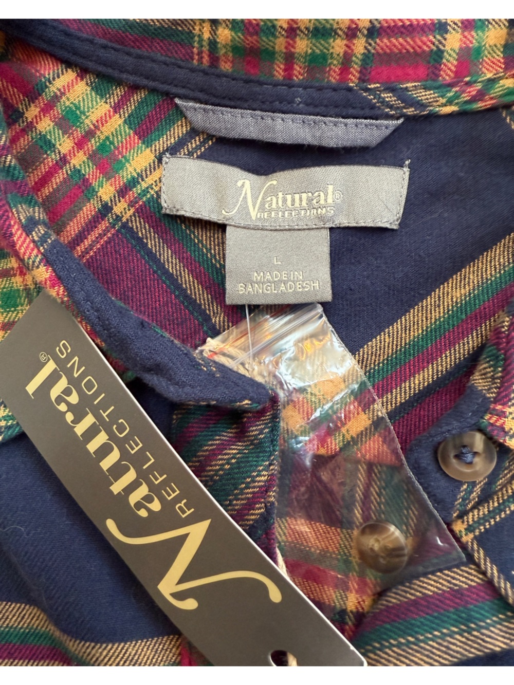 NWT Natural Reflections Flannel Shirt Women’s Size Large 100% Cotton - Picture 3 of 5